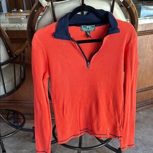 Lauren Ralph Lauren Orange Zippered Polo Sweatshirt